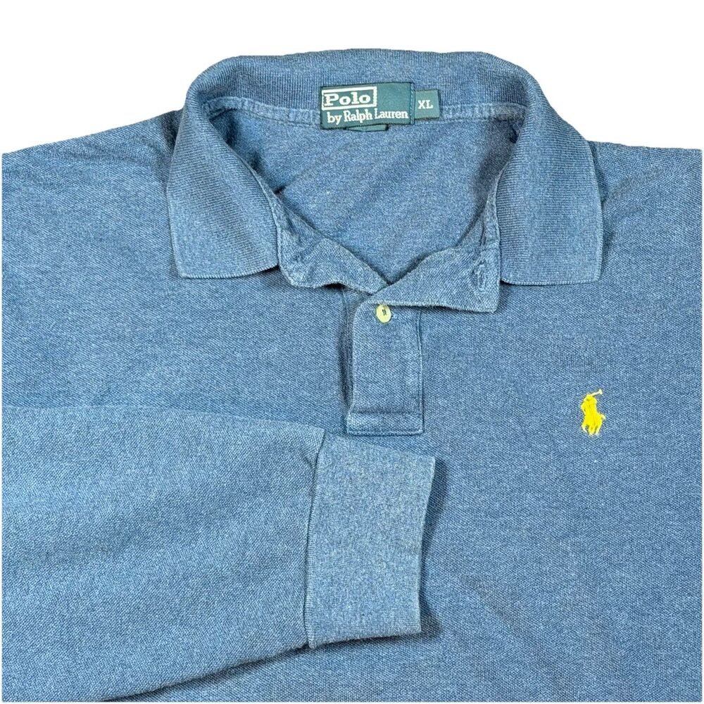 Polo Ralph Lauren Blue Yellow Pony Classic Preppy Long Sleeve‎ Shirt Men’s XL